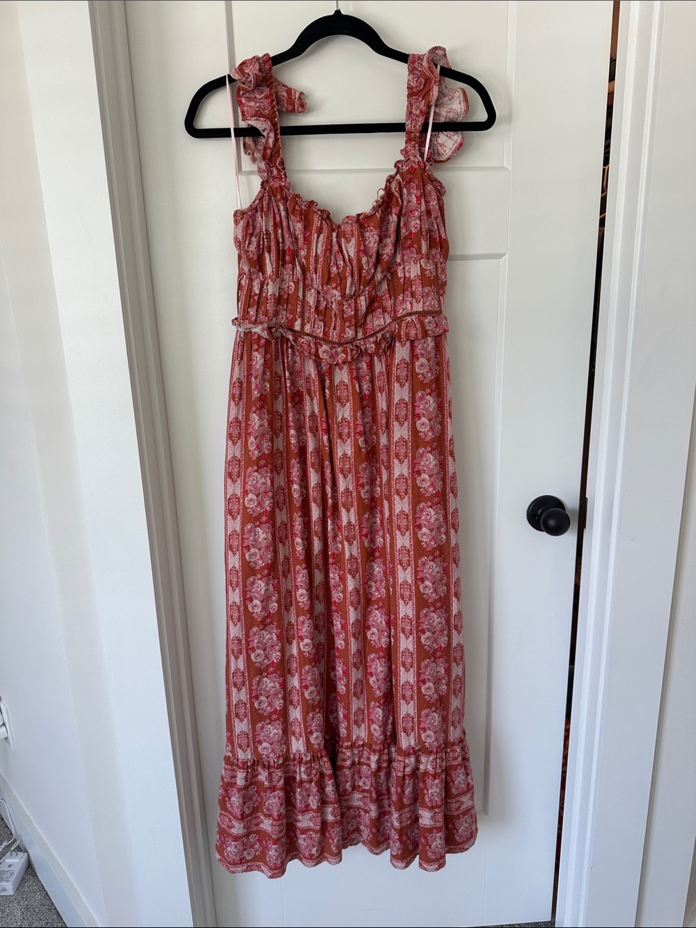House of Harlow 1960 Rose-Red Floral Ruffle Maxi Dress